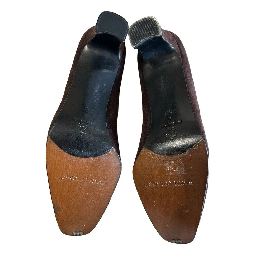 Evan Picone Spain Brown Suede Leather Pumps Heels Slip On Shoes Women’s …